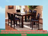 Inland Empire Furniture Living Stone III Tobacco Oak Solid Wood and Leather 7 Piece Square Counter Height Dining Set wit