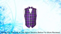 Men's Plaid Design Dress Vest BOWTie Purple Black White BOW Tie Set Review
