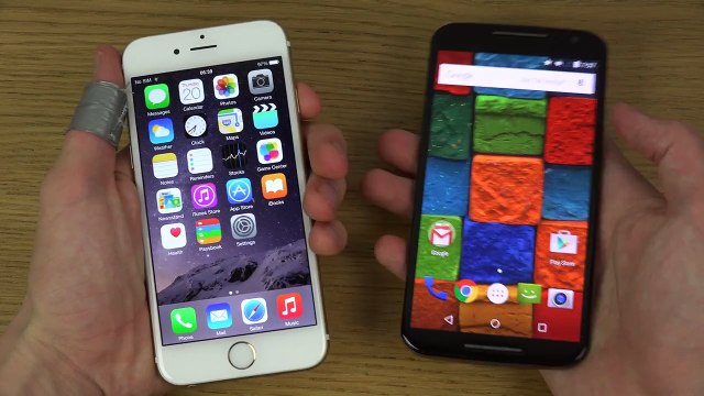 iPhone 6 iOS 8.2 vs. Moto X 2014 Android 5.0 Lollipop - Which Is Faster (4K)