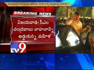 Woman stops Chandrababu's convoy, demands money in Vijayawada