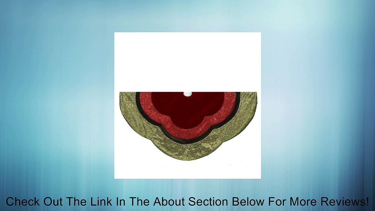 Kurt Adler Velvet and Silk Gold/Green/Red Scalloped Embroidered Sequin Treeskirt with Metallic Trim, 54-Inch Review