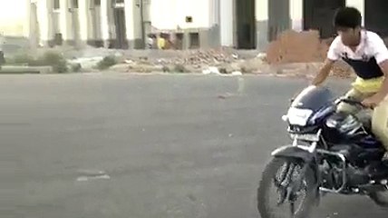 bike stunt fail and bike hits to wall