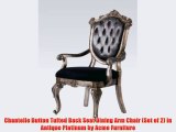 Chantelle Button Tufted Back Seat Dining Arm Chair Set of 2 in Antique Platinum by Acme Furniture
