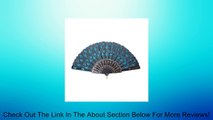 Peacock Pattern Sequin Fabric Hand Fan Decorative Blue Color Review