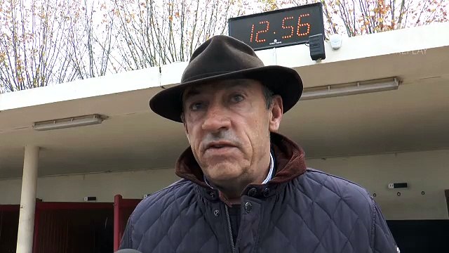 François Nicolle, entraîneur du 12, Trésor de l'Isle, dans le le Prix Jean Laumain