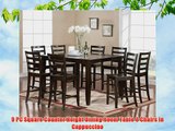 9 PC Square Counter Height Dining Room Table 8 Chairs In Cappuccino