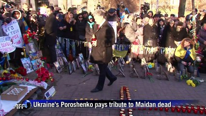 Ukraine's Poroshenko heckled by relatives of the Maidan dead