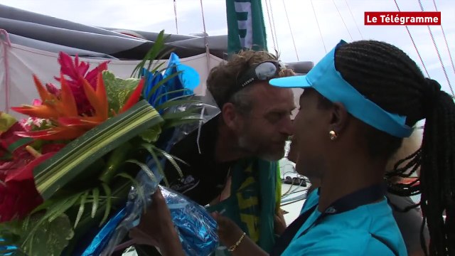 Route du Rhum. L'arrivée de Jean-Christophe Caso sur Picoty - Lac de Vassivière