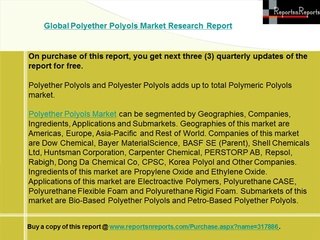Worldwide Polyether Polyols Market by Segments and Geographies