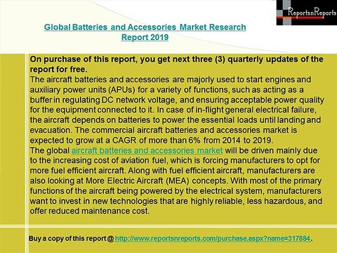 World Batteries and Accessories Market Forecasts to 2019 and Analysis