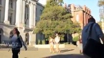 Man waving Israeli flag in Berkeley University (California) met with hurl of insults