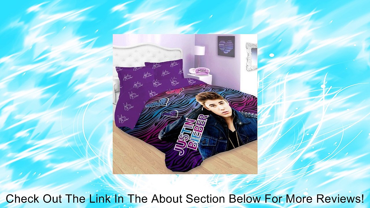 Justin Bieber Blue Pink Zebra Comforter Set Twin Size 2 Piece Set