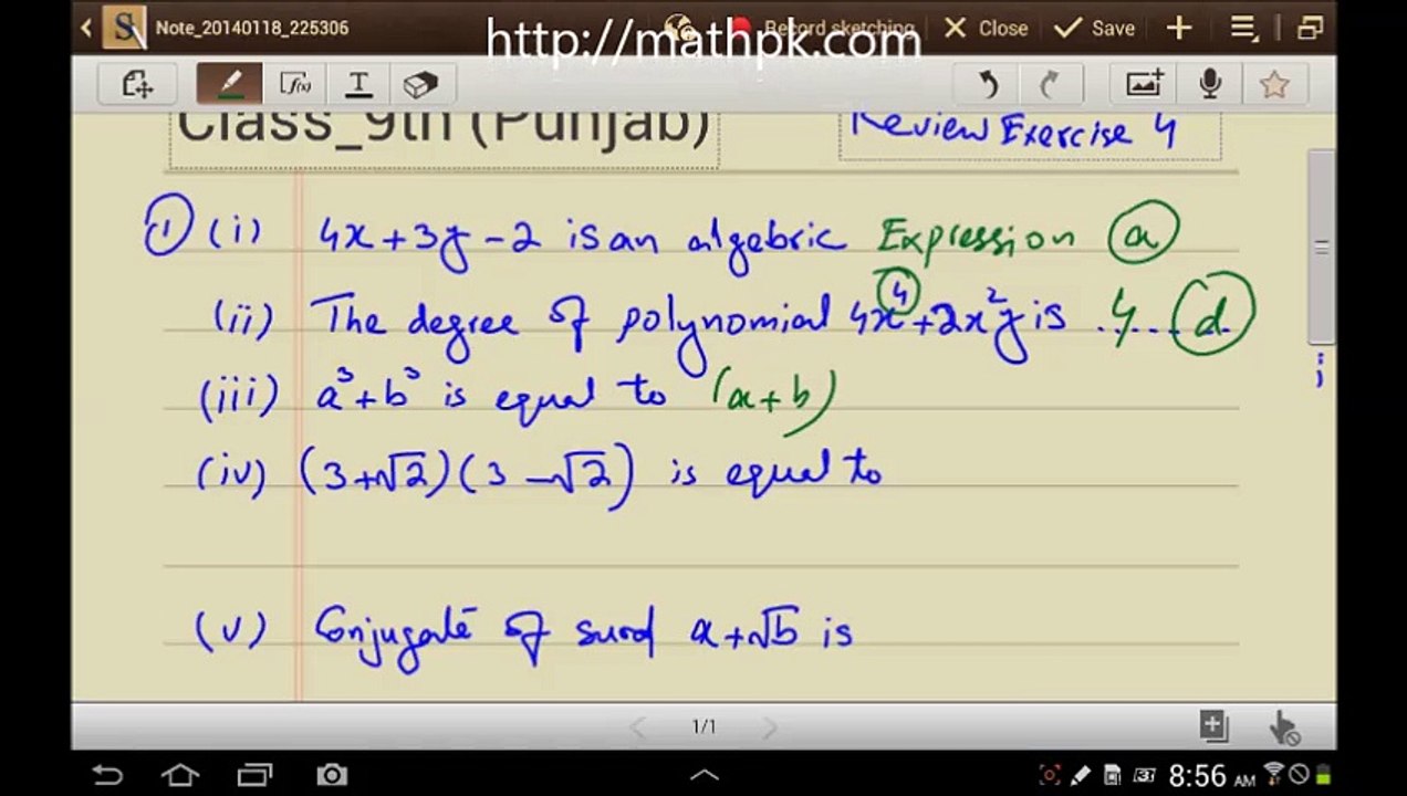 P_Math_Class 9_ Exr. Review 4_ Q.1