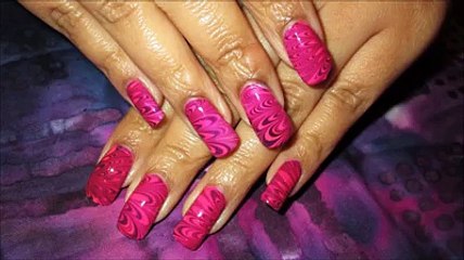 Pink And Purple Water  Marble Art.