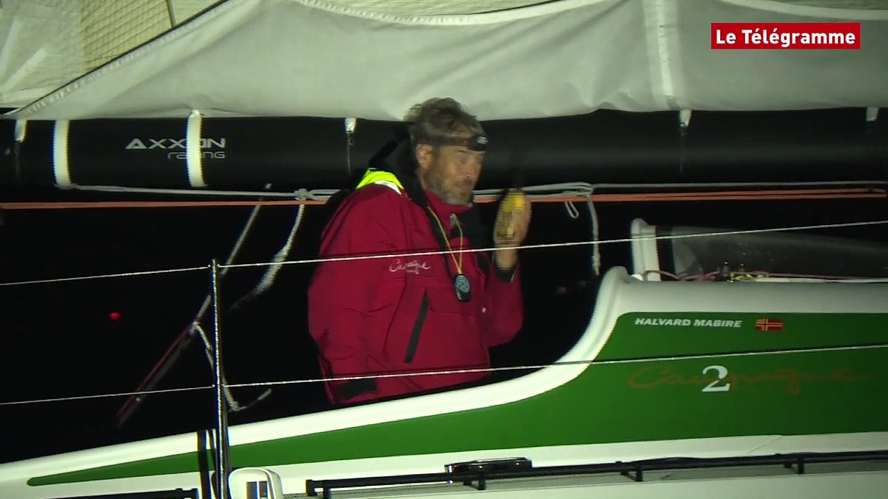 Route du Rhum. L'arrivée de Halvard Mabire sur Campagne 2 France