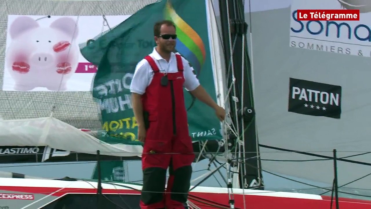 Route du Rhum. L'arrivée de Pierre-Yves Lautrou sur L'Express -Trepia