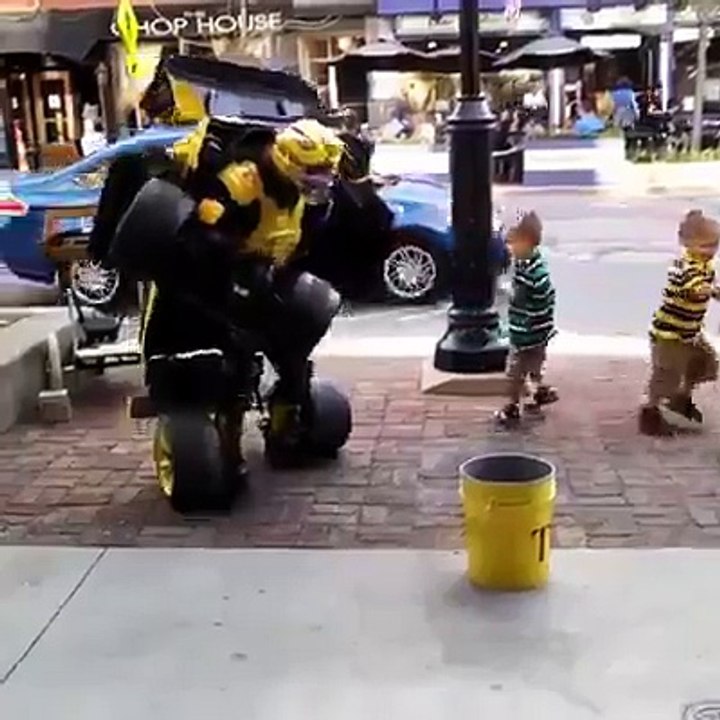 amazing robot car runing  on road