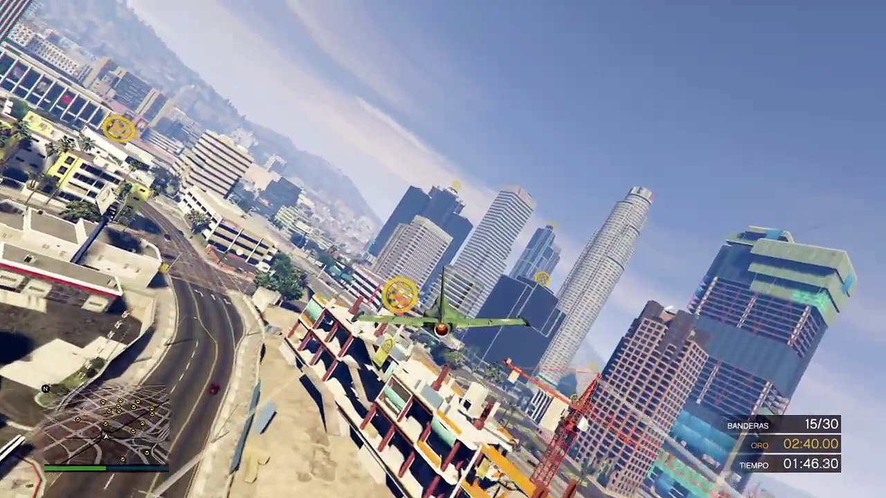 GAMEPLAY Grand Theft Auto V %28GTA 5%29- Escuela de Vuelo - Clase 9- Recoger Banderas