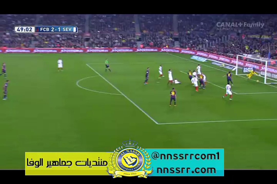 هدف التاني لبرشلونة ضد اشبيلية نايمار2-1