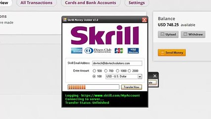 Skrill Money Adder v2 0 Live Proof, powered by DevTech