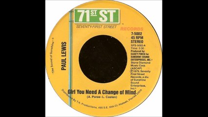 Paul Lewis - Girl, You Need A Change Of Mind (1979)