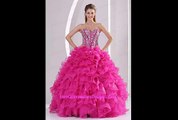 Fuchsia Ruffles Ball Gown Sweetheart Beaded Decorate Quinceanera Gowns in Sweet 16 LFY091906PRT