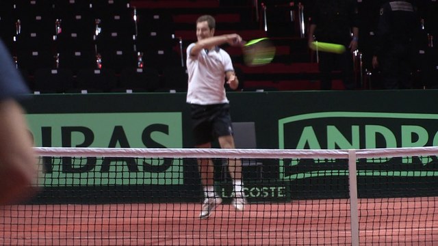 Coupe Davis 2014 - Richard Gasquet à l'entraînement avant de jouer Roger Federer