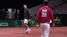Coupe Davis 2014 - Roger Federer à l'entraînement avant de jouer Richard Gasquet