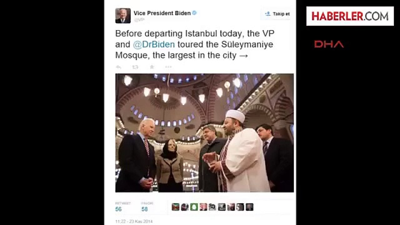 Bıden, Twıtter Hesabında Süleymaniye Camii'nde Çekilmiş Fotoğrafını da Paylaştı
