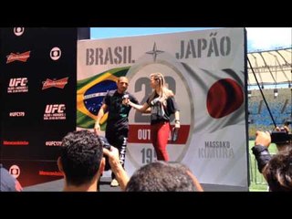 Encarada entre José Aldo e Chad Mendes no Maracanã