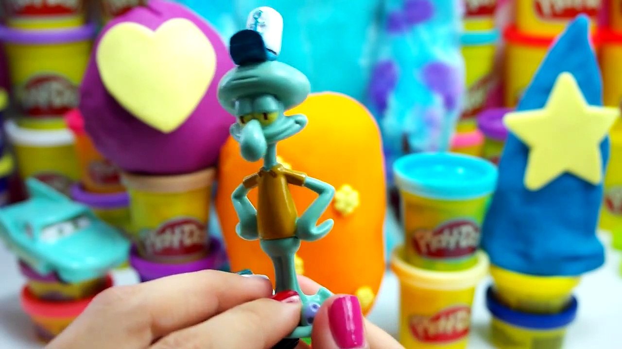 Play doh Surprise eggs barbie Frozen Spongebob cars 2 Peppa pig toys egg Surprise