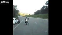A Guy Has A Motorcycle Accident Sent Flying Through The Air