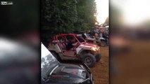 Off Road guy gets knocked out after flipping his Polaris