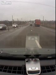 Driver Loses Control Drives Into Oncoming Traffic Where He Collides With A Semi