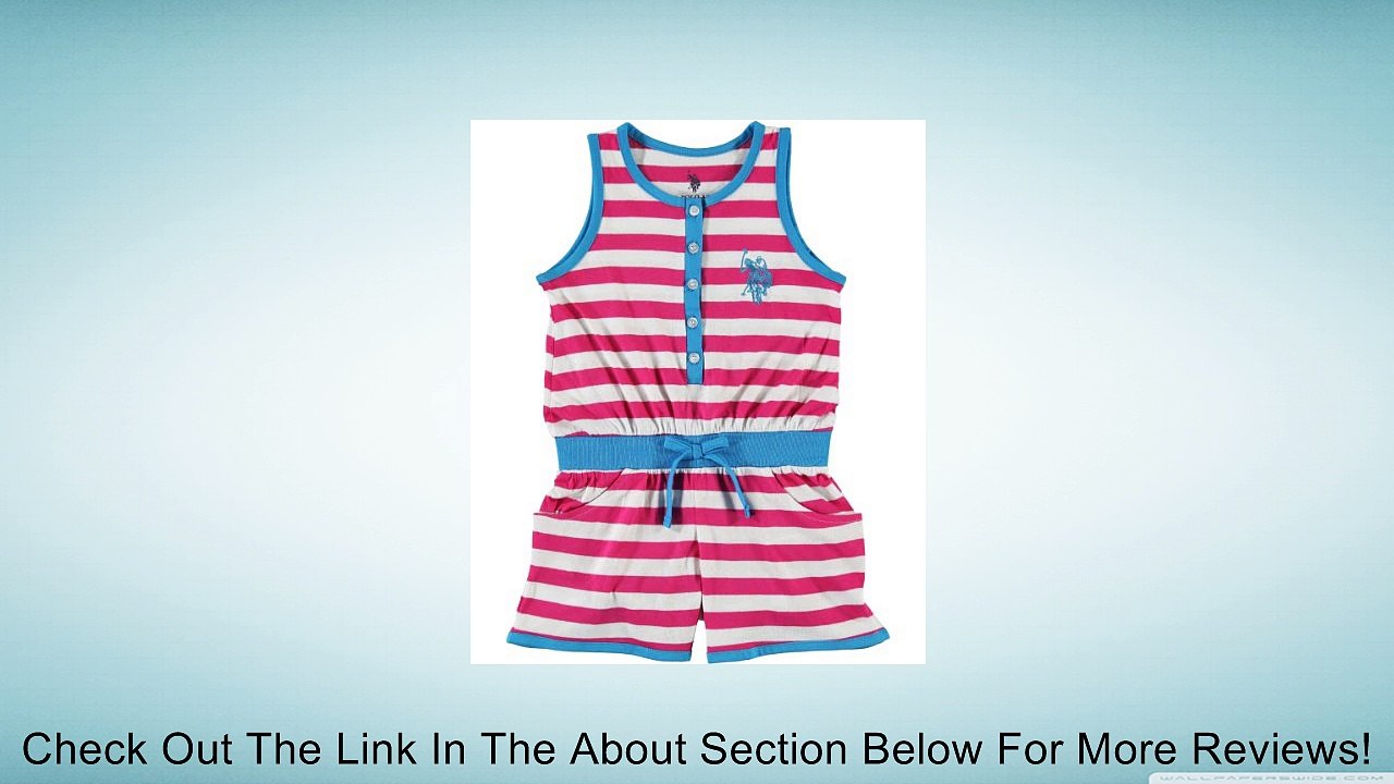 US Polo Assn Girls 4-6X Striped Printed Romper (4, Pink) Review