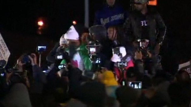 Protesters agitated outside Ferguson police station