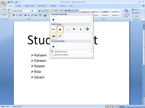 microsoft office word bullete-list-style in urdu part 007