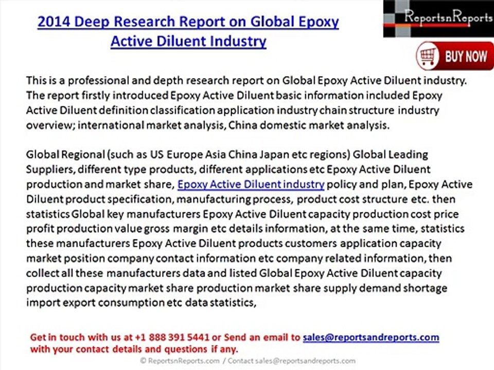2014 Deep Research Report on Global Epoxy Active Diluent Industry