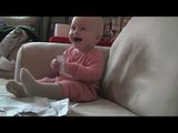 Baby Laughing Hysterically at Ripping Paper (Original)