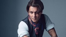Details Celebrities - Johnny Depp Plays Guitar at the Details 2014 Cover Shoot