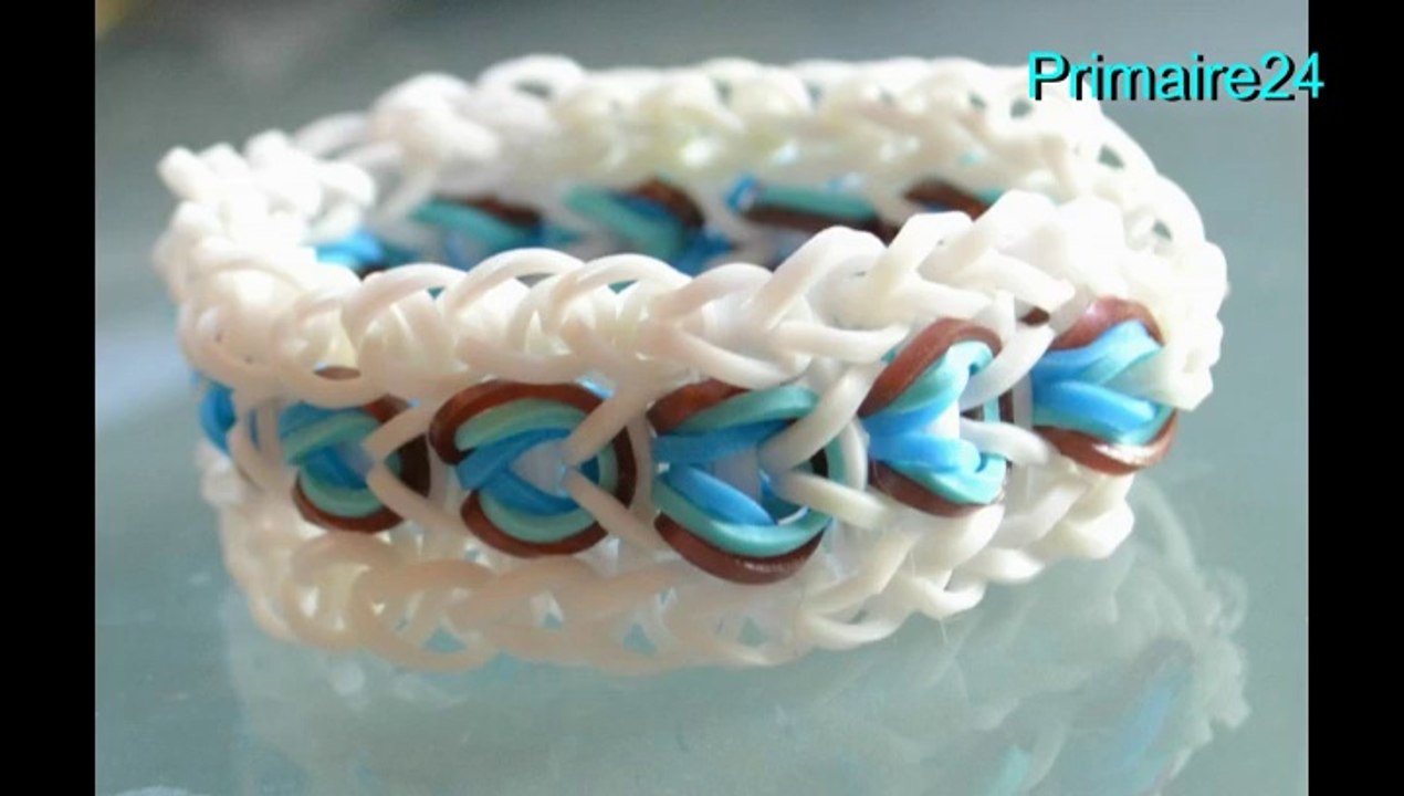 Bracelet Rainbow Loom à 3 rangées d'élastiques manchette triple Les yeux magiques DIY