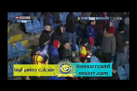 هدف برشلونة الثالث عن طريق ميسي ضد ابويل 3-0 في دوري ابطال اوروبا