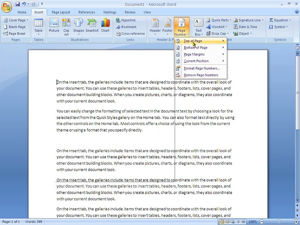 microsoft office word insert page number top bottom margin formatted in urdu part 047
