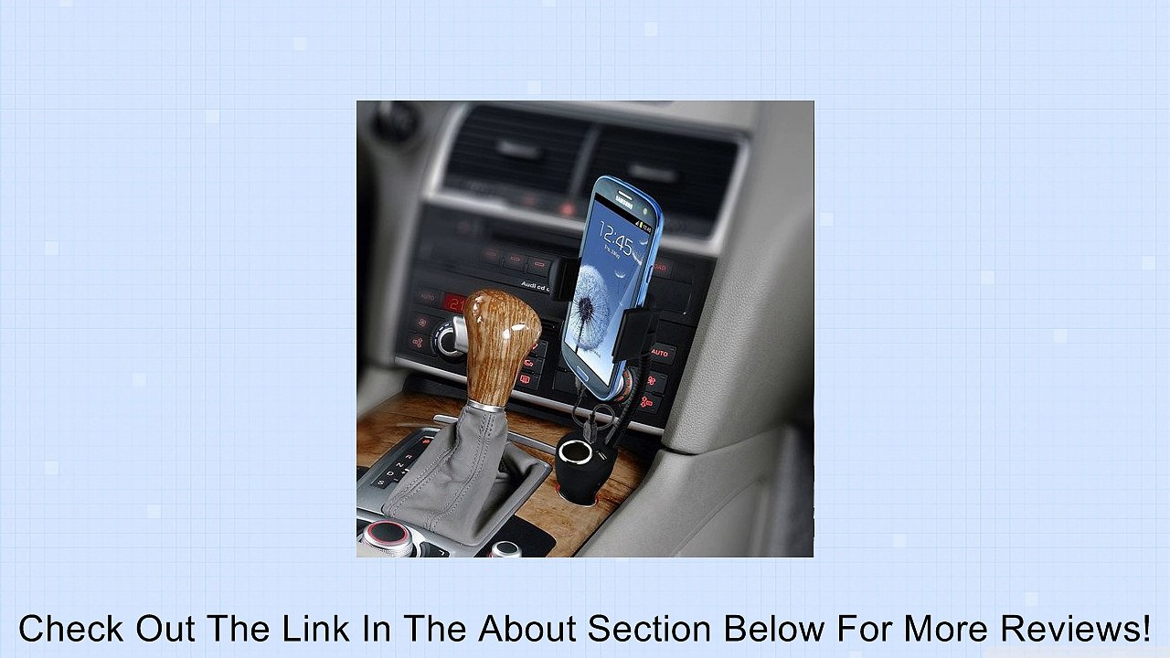 iKross Universal Cigarette Car Mount Holder with 2 USB Port and Extra Socket - include Micro-USB Data Cable for LG G3 / G3 Vigor, Volt, Optimus Exceed 2, Optimus L90, Optimus L70, Lucid 3, Optimus Zone 2, Extravert 2, Optimus F3Q, G2 Smartphone and more R