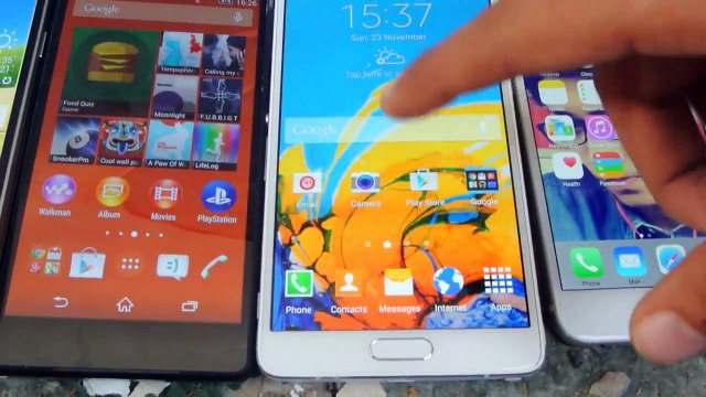 iPhone 6 vs Galaxy Note 4 vs Galaxy S5 vs Nexus 5 vs Xperia Z2 Outdoor Screen Comparison HD