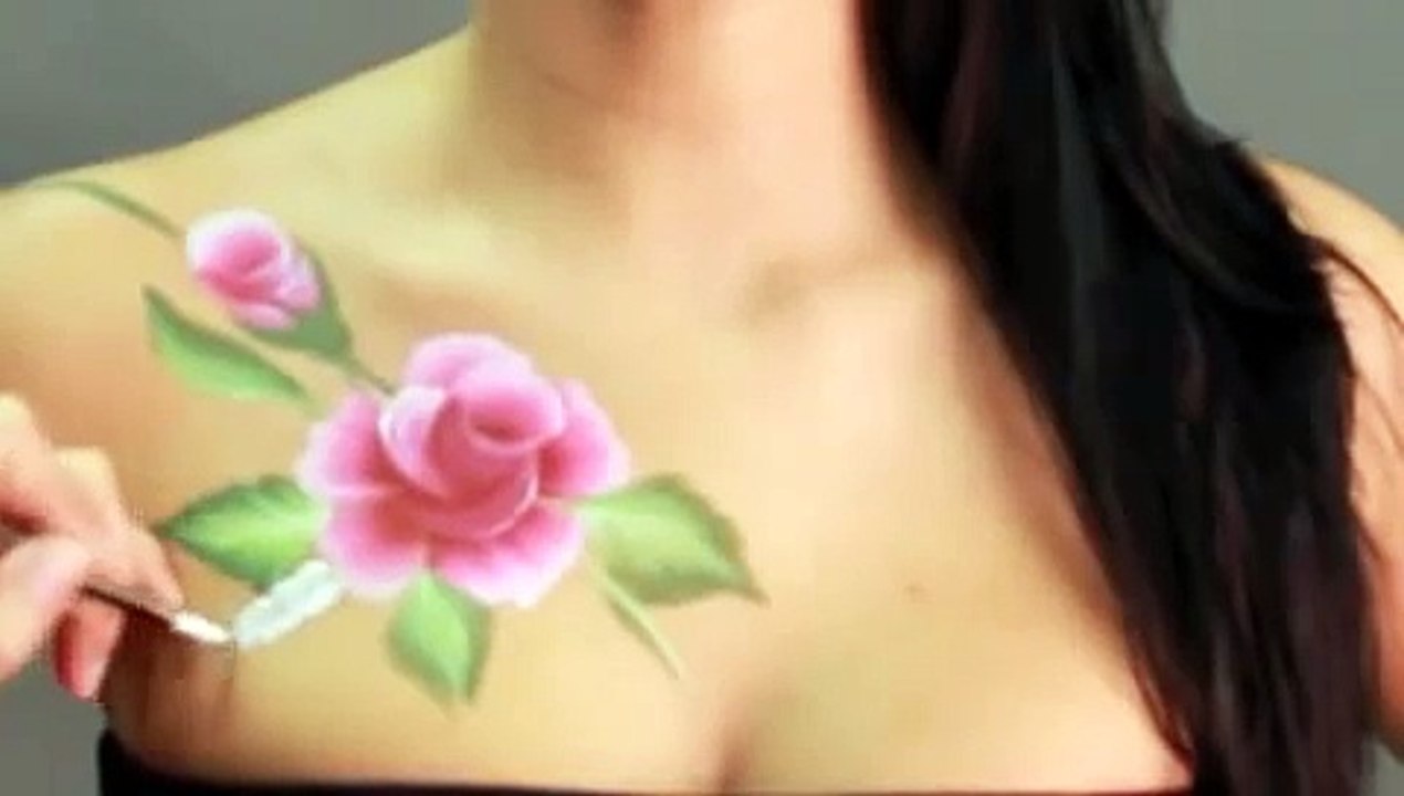 Painting rose on human body by Jinny