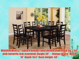 9PC Square Dinette Dining Table 8 Wood Seat Ladder Back Chairs in Cappuccino