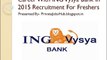 Career With ING Vysya Bank in 2015 Recruitment For Freshers