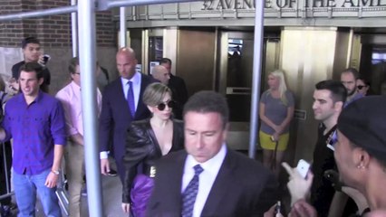 Lady Gaga with fans outside Z100 Radio in NYC