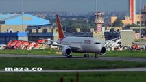 Water cannon salute to Air India's Boeing 787 Dreamliner landing at Indhra Ghandi International Airport Delhi-HD